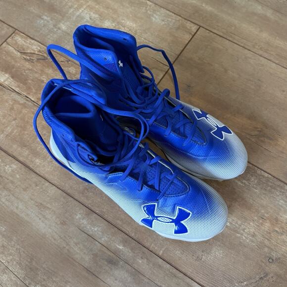 Under Armour Highlight RM Football Cleats Blue White Size 10 Mens Mid High Top - Picture 2 of 7